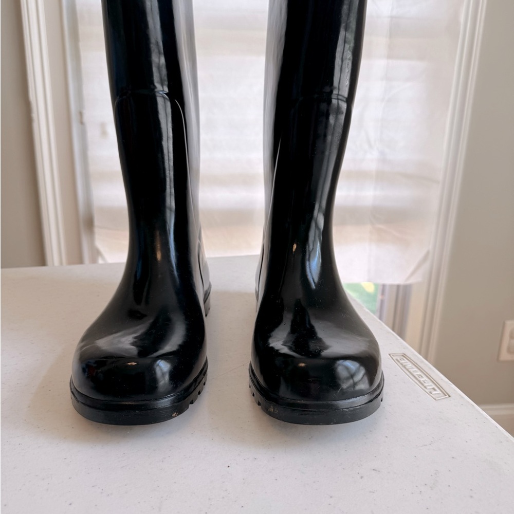 COLUMBIA Downpour Rain boots, Black rubber, W 11, Like New